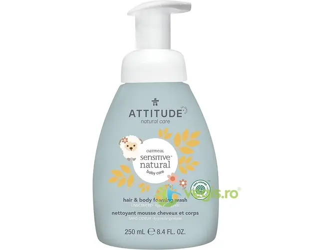 Spuma de Curatare pentru Par si Corp Bebelusi Sensitive Skin Baby Natural 250ml