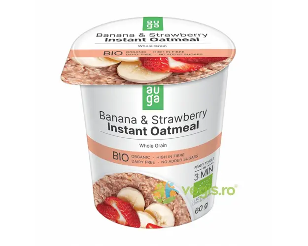 Porridge din Ovaz Integral cu Banane si Capsuni Ecologic/Bio 60g