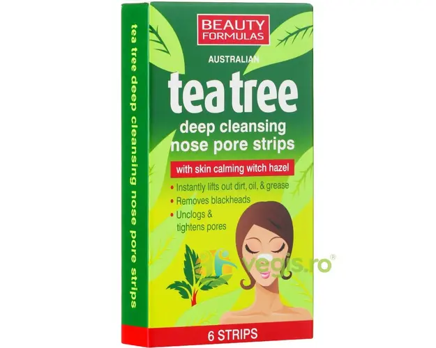 Benzi de Curatare a Porilor de pe Nas cu Arbore de Ceai 6buc