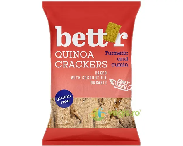 Crackers din Quinoa cu Curcuma (Turmeric) si Chimion fara Gluten Ecologici/Bio 100g