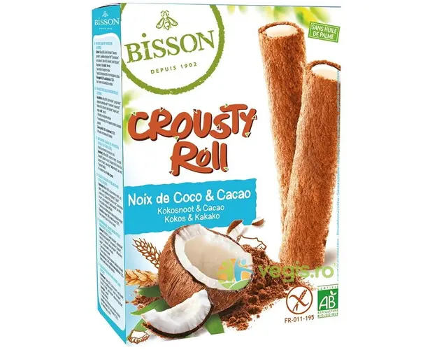 Biscuiti cu Cacao si Cocos Crousty Roll fara Gluten Ecologici/Bio 125g