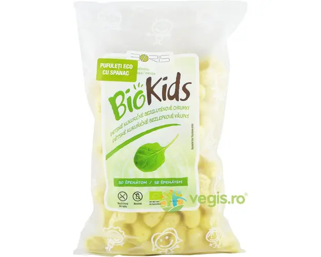 Pufuleti cu Spanac pentru Copii 3+ Ani Ecologici/Bio 55g