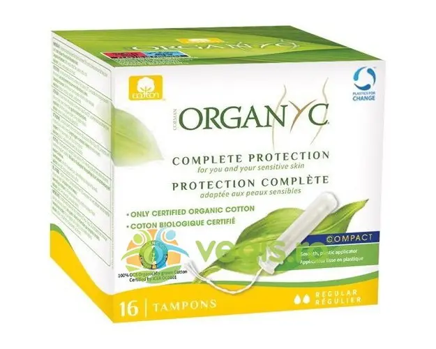 Tampoane Regular din Bumbac Organic cu Aplicator Compact 16buc