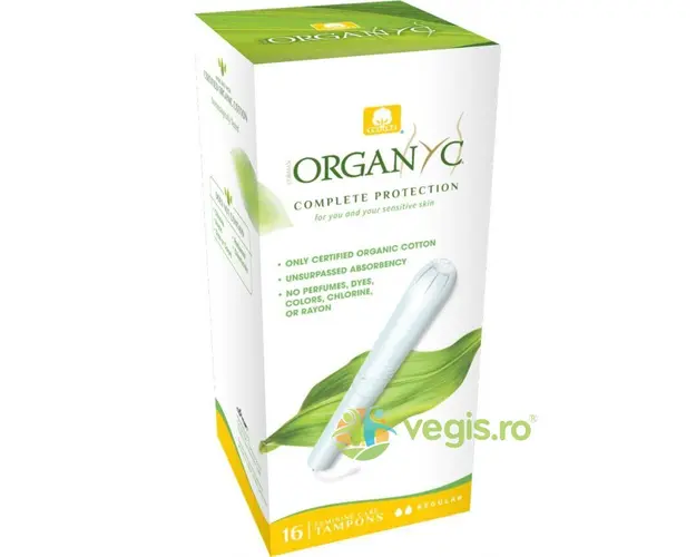 Tampoane Regular din Bumbac Organic cu Aplicator 16 buc
