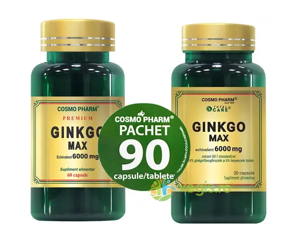 Pachet Ginkgo Max Extract 120mg Echivalent 6000mg 60cpr + 30cpr