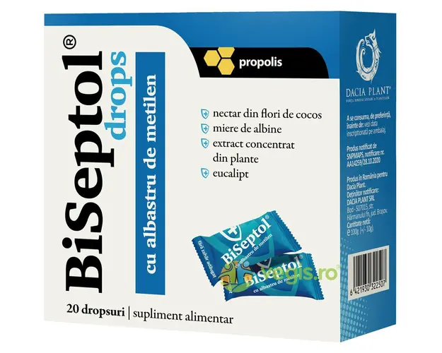 BiSeptol - Dropsuri cu Albastru de Metilen 20buc