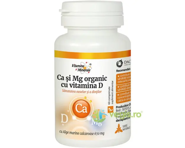 Calciu Si Magneziu Organic Cu Vitamina D 60Cpr
