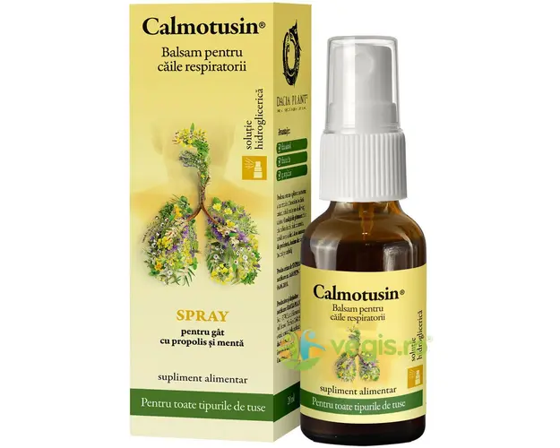Calmotusin - Spray pentru Gat cu Propolis si Menta Fara Alcool 20ml