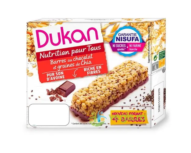 Batoane din Tarate de Ovaz cu Ciocolata si Seminte de Chia fara Zahar Adaugat 4buc - 111g