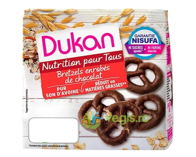 Covrigei Bretzels din Tarate de Ovaz Inveliti in Ciocolata fara Zahar 100g