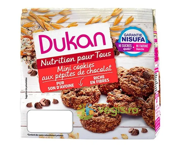 Mini Fursecuri din Tarate de Ovaz cu Picaturi de Ciocolata fara Zahar Adaugat 100g