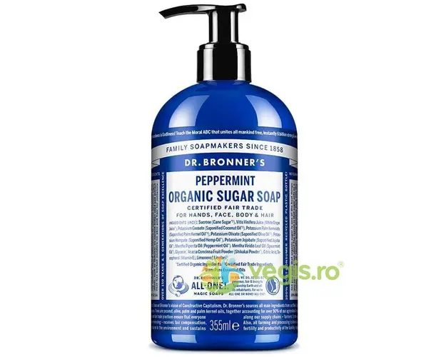 Sapun Lichid (Sugar Soap) cu Menta Bio 355ml