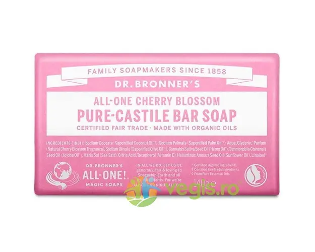 Sapun Solid de Castilia cu Flori de Cires Bio 140g