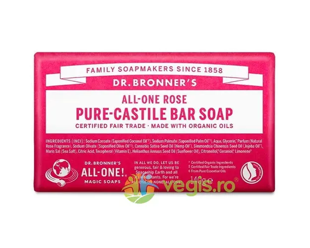 Sapun Solid de Castilia cu Trandafiri Bio 140g