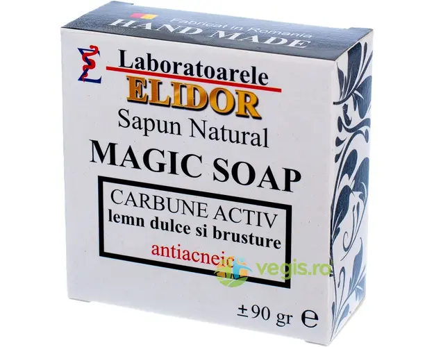 Sapun Antiacneic cu Carbune Activ, Lemn Dulce si Brusture Magic Soap 90g