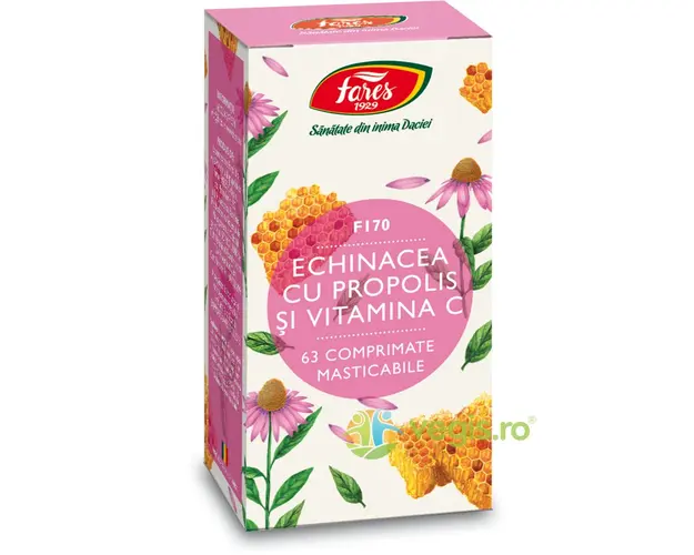 Echinacea, Propolis + Vitamina C (F170) 63cpr masticabile
