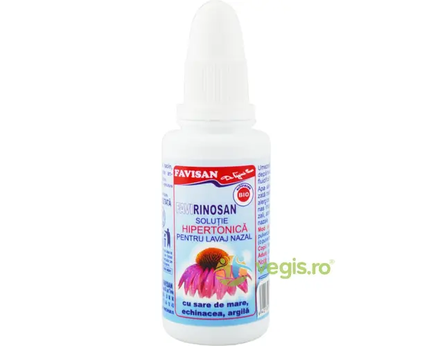 Solutie Hipertonica pentru Lavaj Nazal cu Sare de Mare, Echinacea si Argila FaviRinosan 30ml
