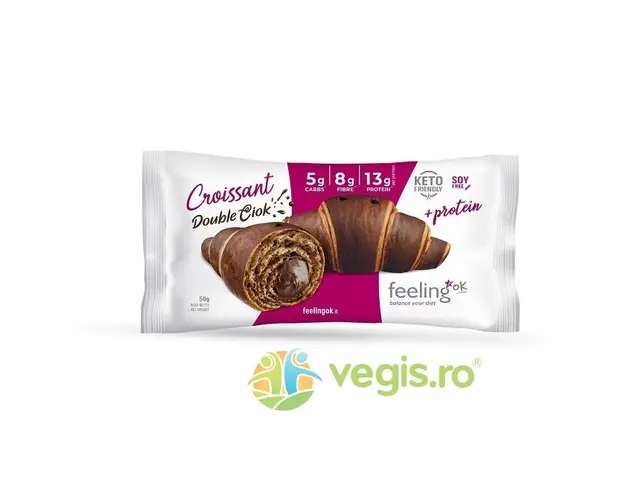 Croissant Proteic Dublu Ciocolata Low-Carb, fara Zahar Adaugat 50g
