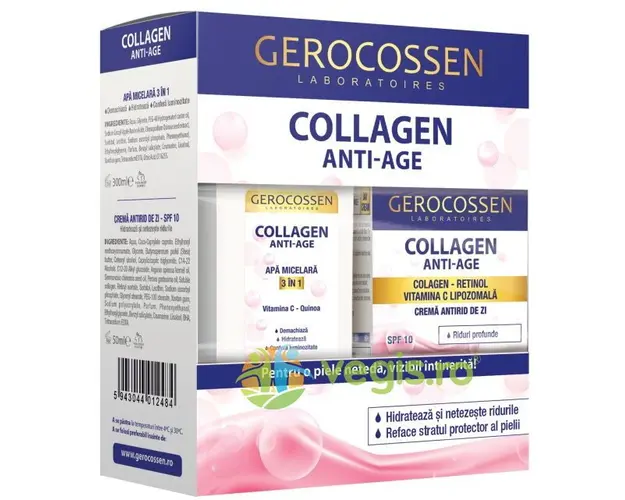Set Collagen Apa Micelara 300ml + Crema Antirid de Zi 50ml