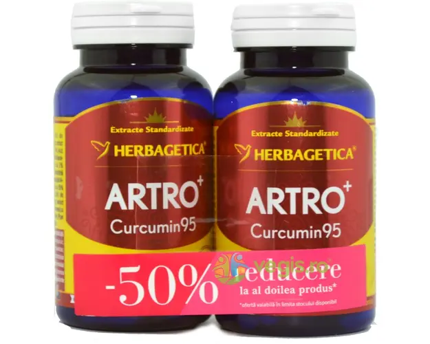 Pachet Artro Curcumin 95 60cps (50% reducere la al doilea produs)