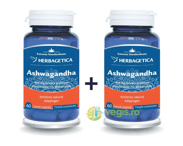 Pachet Ashwagandha 60cps+60cps (50% reducere la al doilea produs)