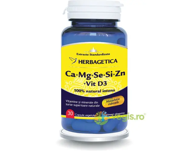 Complex Forte (Ca+Mg+Se+Si+Zn) Cu Vitamina D3 2000UI 30Cps
