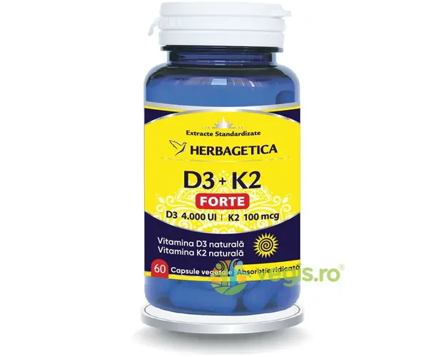 Vitamina D3 4000 U.I + K2 100mcg Forte 60cps