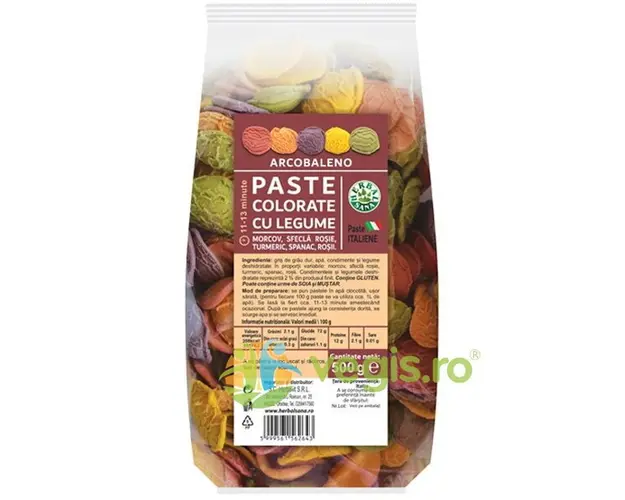 Paste Colorate cu Legume Arbalenco 500g