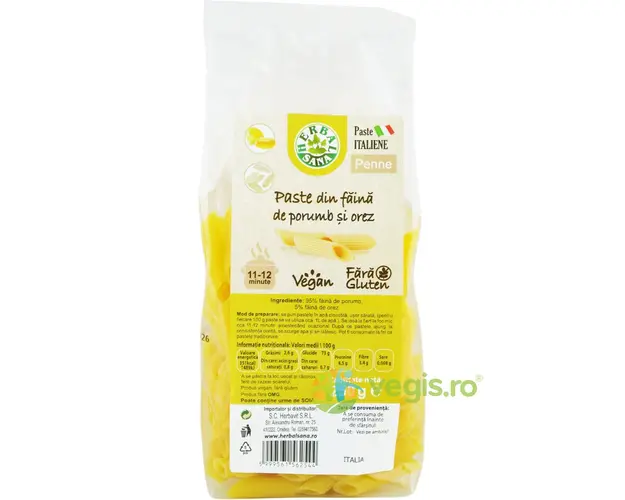 Paste Penne din Faina de Porumb si Orez fara Gluten 250g