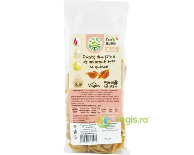 Paste Scoici din Faina de Amarant, Teff si Quinoa fara Gluten 250g