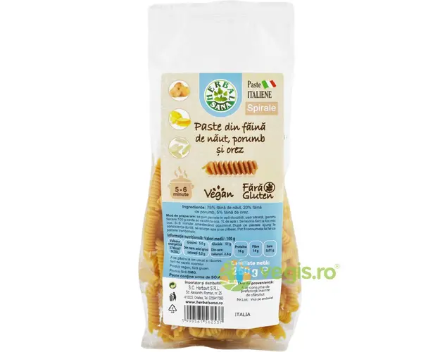 Paste Spirale din Faina de Naut, Porumb si Orez fara Gluten 250g