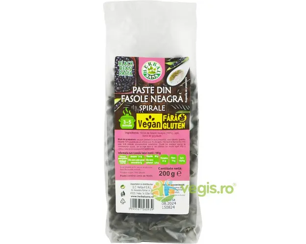 Paste Spirale din Fasole Neagra fara Gluten 200g