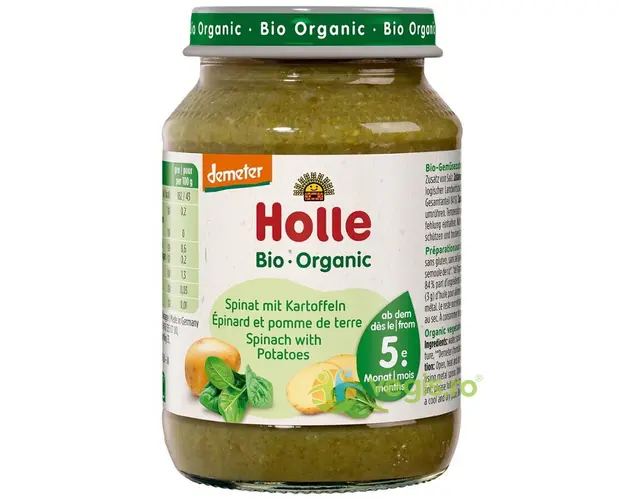 Piure din Spanac si Cartofi pentru Copii +5 Luni Demeter Ecologic/Bio 190g
