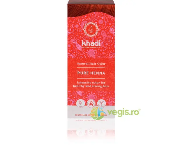 Vopsea de Par Naturala Rosu  Henna Pura 100g