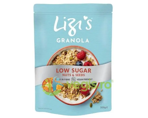 Granola din Ovaz Integral Rumenit, Nuci si Seminte - Continut Redus de Zahar 500g