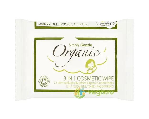 Servetele Demachiante 3 in 1 din Bumbac Organic cu Aloe Vera 25buc