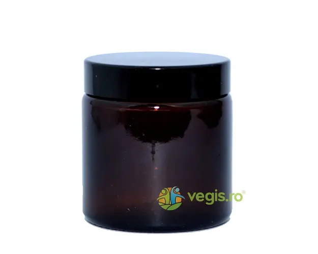 Recipient Cosmetic (Borcan) Sticla Ambra Cu Capac 120ml