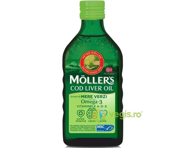 Cod Liver Oil Omega-3 cu Aroma de Mere Verzi 250ml