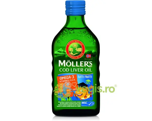Cod Liver Oil Omega-3 cu Aroma de Tutti Frutti 250ml