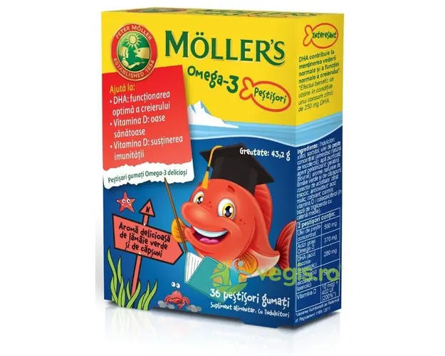 Omega-3 Jeleuri Pestisori cu Aroma de Capsuni 36buc