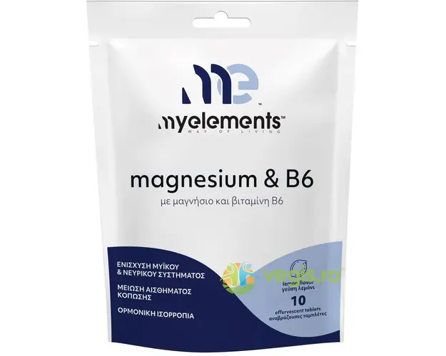 Magneziu 300mg+B6 cu Aroma de Lamaie (Refill Pack) 10cpr efervescente