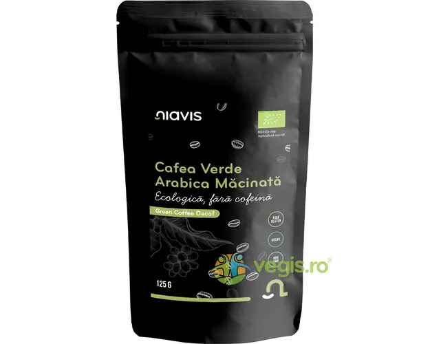 Cafea Verde Arabica Macinata fara Cofeina Ecologica/Bio 125g