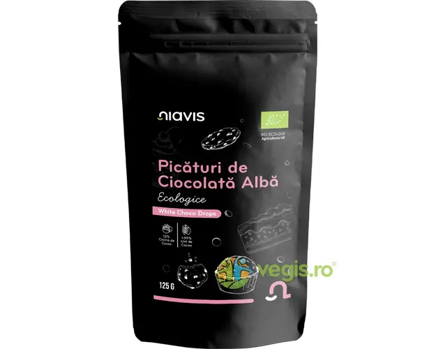 Picaturi de Ciocolata Alba Ecologice/Bio 125g