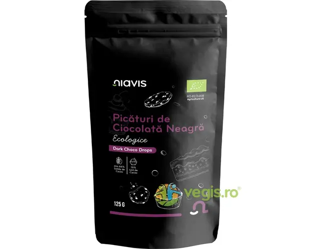 Picaturi de Ciocolata Neagra Ecologice/Bio 125g