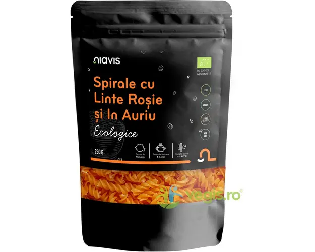 Spirale cu Linte Rosie si In Auriu Ecologice/Bio 250g