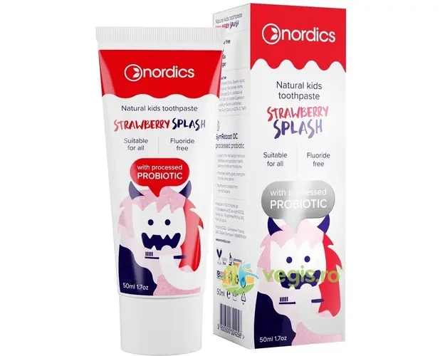 Pasta de Dinti Naturala pentru Copii cu Capsuni si Probiotice 50ml