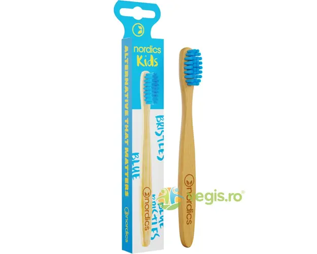 Periuta de Dinti din Bambus pentru Copii Albastra