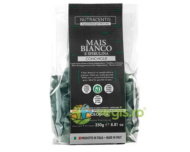 Paste din Faina de Porumb Alb cu Spirulina fara Gluten Ecologice/Bio 250g
