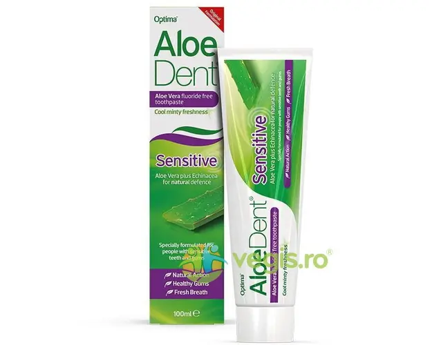Pasta de Dinti fara Fluor cu Aloe Vera Sensitive Aloe Dent 100ml