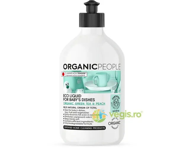 Lichid de Spalat Vasele Bebelusilor cu Ceai Verde si Piersica Bio 500ml